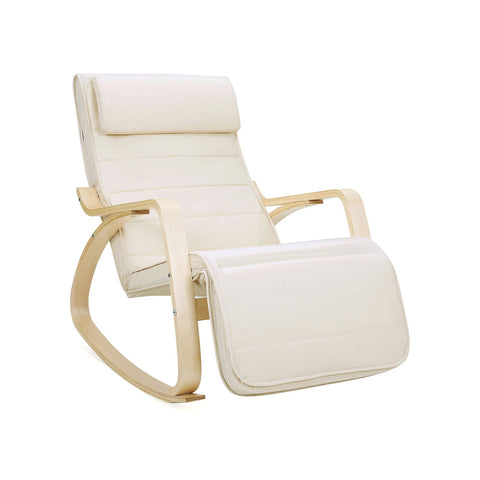 Rootz Rocking Chair - Birch Wood Chair - Foam Cushioned Seat - Cotton Upholstery - 67cm x 115cm x 91cm - Maximum Load Capacity 150kg