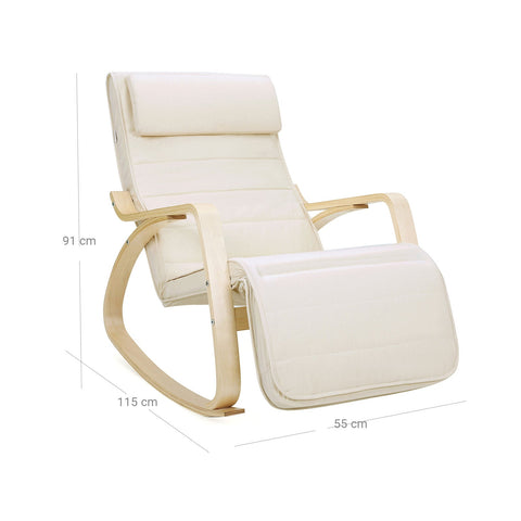 Rootz Rocking Chair - Birch Wood Chair - Foam Cushioned Seat - Cotton Upholstery - 67cm x 115cm x 91cm - Maximum Load Capacity 150kg