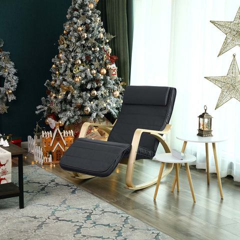 Rootz Rocking Chair - Birch Wood Chair - Foam Cotton Seat - Indoor Outdoor Furniture - 67cm x 115cm x 91cm