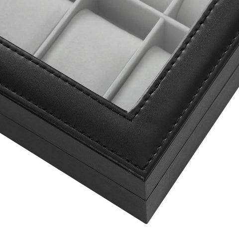 Rootz Watch Box - Watch Organizer - Watch Storage - MDF Boards - PU - Velvet - Glass - Protects Watches - Stylish Decoration - Excellent Gift Idea - 25cm x 7.5cm x 20cm