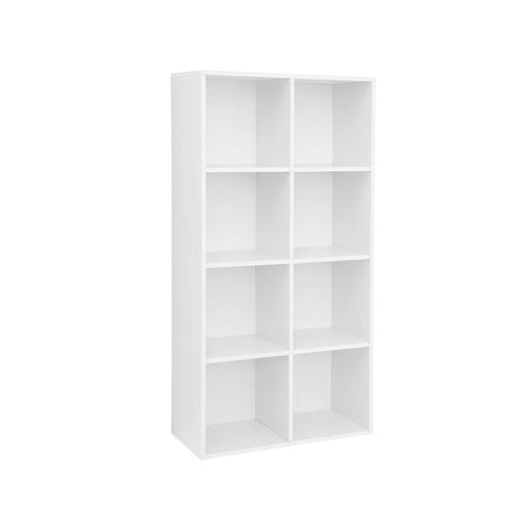 Rootz Simple Shelf With 8 Compartments - Floating Shelf - Wall Shelf - Wooden Shelf - Industrial Shelf - Storage Shelf - Chipboard - White - 65.5 x 30 x 129.5 cm (W x D x H)