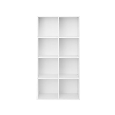 Rootz Simple Shelf With 8 Compartments - Floating Shelf - Wall Shelf - Wooden Shelf - Industrial Shelf - Storage Shelf - Chipboard - White - 65.5 x 30 x 129.5 cm (W x D x H)