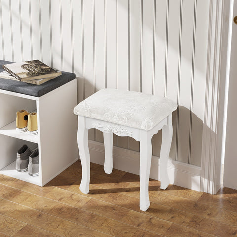 Rootz Baroque Style Makeup Stool - Vanity Chair - Padded Seat - Elegant Floral Pattern - Non-Slip Pads - 37cm x 50cm x 30cm