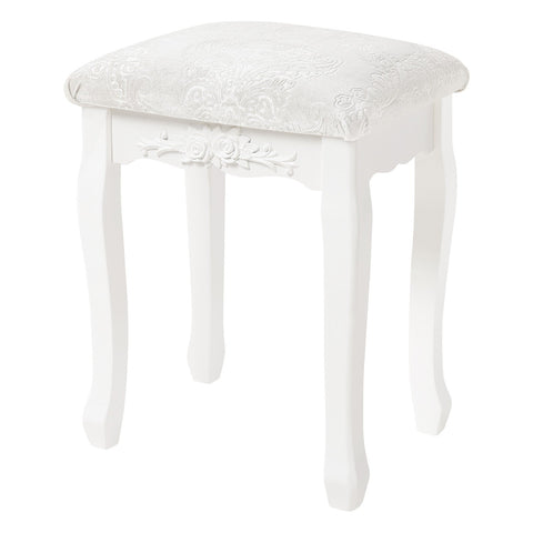 Rootz Baroque Style Makeup Stool - Vanity Chair - Padded Seat - Elegant Floral Pattern - Non-Slip Pads - 37cm x 50cm x 30cm