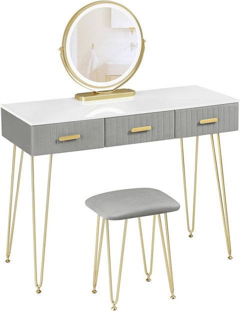 Rootz Vanity Table with Mirror - Makeup Desk - Dressing Station - LED Lighting - E1 Grade MDF - 100cm x 121.5cm x 40cm