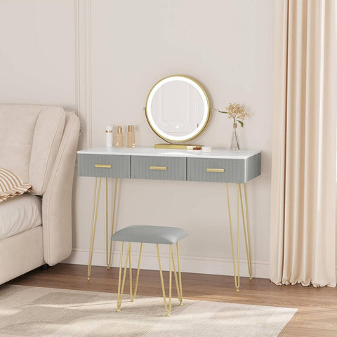 Rootz Vanity Table with Mirror - Makeup Desk - Dressing Station - LED Lighting - E1 Grade MDF - 100cm x 121.5cm x 40cm