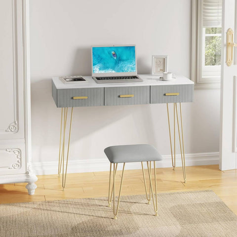 Rootz Vanity Table with Mirror - Makeup Desk - Dressing Station - LED Lighting - E1 Grade MDF - 100cm x 121.5cm x 40cm