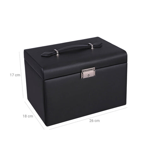 Rootz Jewelry Box Organizer - Earring Holder - Ring Storage - Drawer Compartments - Faux Leather - 26cm x 17cm x 18cm