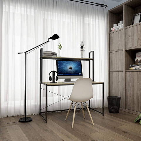 Rootz Computer Desk with Shelf - Home Office Desk - Study Table - Wood and Steel Frame - Spacious Storage - Simple and Modern Style - 120cm x 60cm