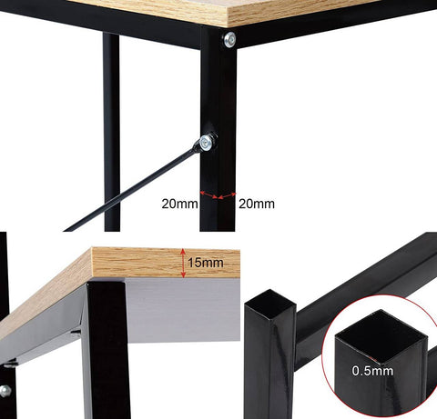 Rootz Computer Desk with Shelf - Home Office Desk - Study Table - Wood and Steel Frame - Spacious Storage - Simple and Modern Style - 120cm x 60cm