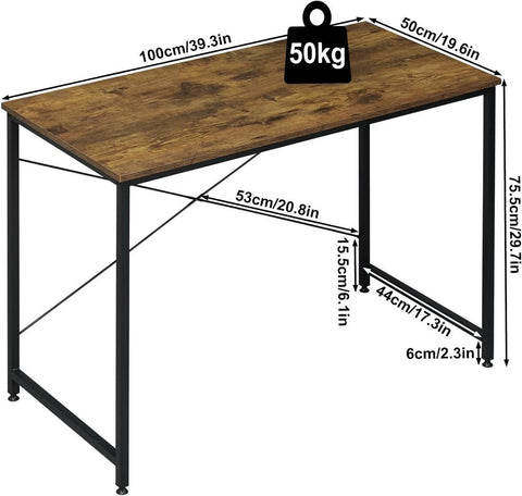 Rootz Computer Desk - PC Desk - Office Table - E1 Wood Material - 100cm x 75cm x 50cm - Rust-Proof Metal Tubes - Spacious Tabletop - Stable Structure