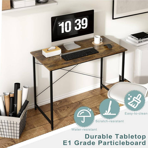 Rootz Computer Desk - PC Desk - Office Table - E1 Wood Material - 100cm x 75cm x 50cm - Rust-Proof Metal Tubes - Spacious Tabletop - Stable Structure