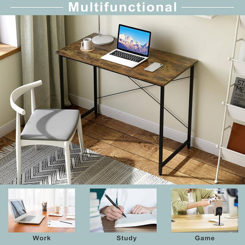 Rootz Computer Desk - PC Desk - Office Table - E1 Wood Material - 100cm x 75cm x 50cm - Rust-Proof Metal Tubes - Spacious Tabletop - Stable Structure
