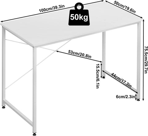 Rootz Computer Desk - Office Desk - Study Table - Spacious Tabletop - 100cm x 75cm x 50cm - E1 Wood Material - Stable Structure