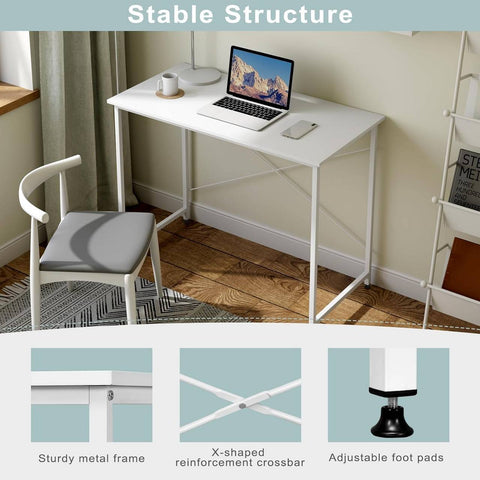 Rootz Computer Desk - Office Desk - Study Table - Spacious Tabletop - 100cm x 75cm x 50cm - E1 Wood Material - Stable Structure