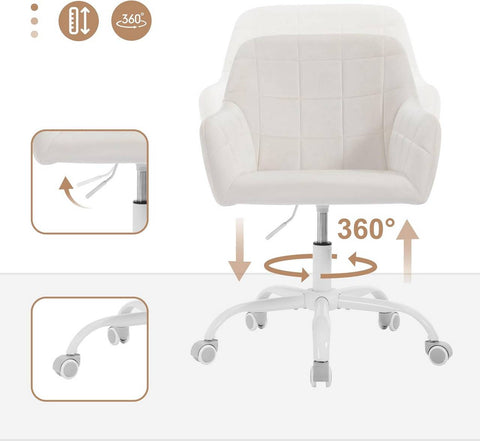 Rootz Velvet Office Chair - Desk Chair - Swivel Chair - Height Adjustable - Ergonomic Design - 58cm x 85cm x 60.5cm