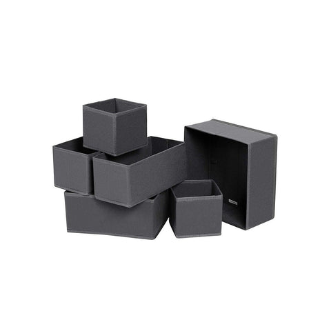 Rootz Set Of 6 Drawer Organizer - Underwear Storage Boxes - Adjustable Drawer Organizer - Expandable Drawer Tray - Multi-compartment Drawer - Office Drawer Divider - Cardboard - Non-woven Fabric - Gray - 28 x 28 x 13 cm (L x W x H)