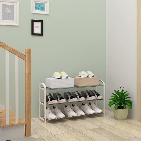 Rootz 3-Layer Shoe Rack - Storage Organizer - Shoe Shelf - High-Quality Steel-Plastic - Water-Repellent - Large Capacity - 19.5cm x 79cm x 45cm