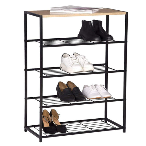 Rootz Shoe Rack Organizer - Multi-functional - Storage Shelf - High-quality Materials - 30cm x 43cm x 63cm - Industrial Retro Style