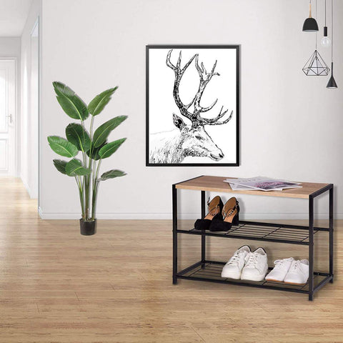 Rootz Shoe Rack Organizer - Multi-functional - Storage Shelf - High-quality Materials - 30cm x 43cm x 63cm - Industrial Retro Style