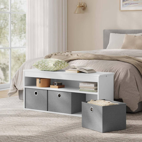 Rootz Shoe Storage Bench - Entryway Bench - Hallway Organizer - Fabric Drawers - Chipboard & MDF - 102cm x 45cm x 30cm