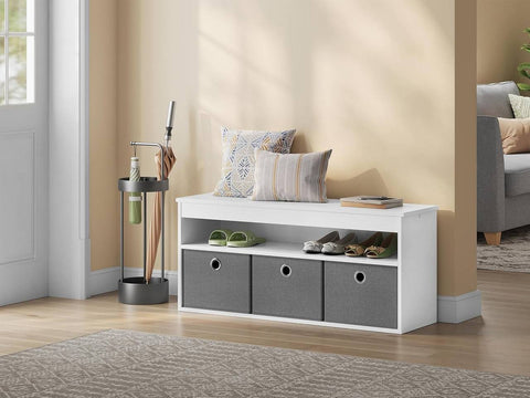 Rootz Shoe Storage Bench - Entryway Bench - Hallway Organizer - Fabric Drawers - Chipboard & MDF - 102cm x 45cm x 30cm