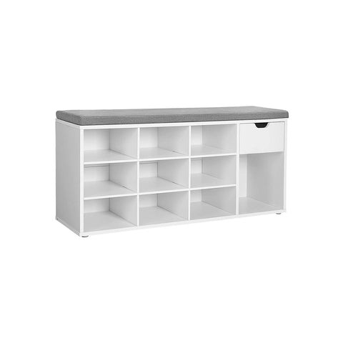 Rootz Shoe Bench - Padded Bench - Shoe Organizer - E1 Class Wood - Compact Design - Neat Storage Solution - 104cm x 30cm x 48cm