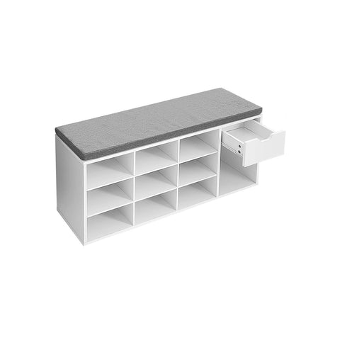Rootz Shoe Bench - Padded Bench - Shoe Organizer - E1 Class Wood - Compact Design - Neat Storage Solution - 104cm x 30cm x 48cm