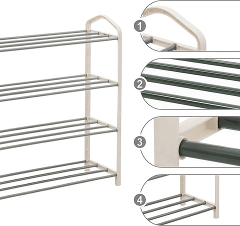 Rootz Shoe Rack - Shoe Organizer - Shoe Storage - Steel-Plastic Composite Pipe - 79cm x 19.5cm x 62cm