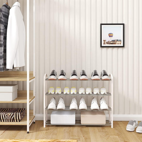 Rootz Shoe Rack - Shoe Organizer - Shoe Storage - Steel-Plastic Composite Pipe - 79cm x 19.5cm x 62cm