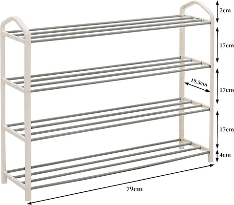 Rootz Shoe Rack - Shoe Organizer - Shoe Storage - Steel-Plastic Composite Pipe - 79cm x 19.5cm x 62cm
