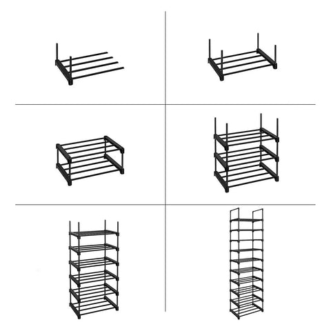 Rootz 10 Shelf Shoe Rack - Shoe Organizer - Shoe Storage - Space-Saving Design - Reinforced Iron Pipes - DIY Assembly - 45cm x 30cm x 174cm