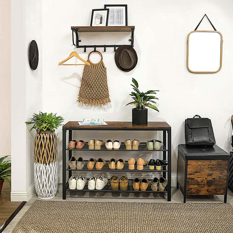 Rootz Shoe Rack with Grid Shelves - Shoe Organizer - Footwear Stand - Durable and Stylish - 100cm x 30cm x 72cm