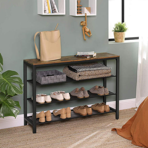 Rootz Shoe Rack with Grid Shelves - Shoe Organizer - Footwear Stand - Durable and Stylish - 100cm x 30cm x 72cm