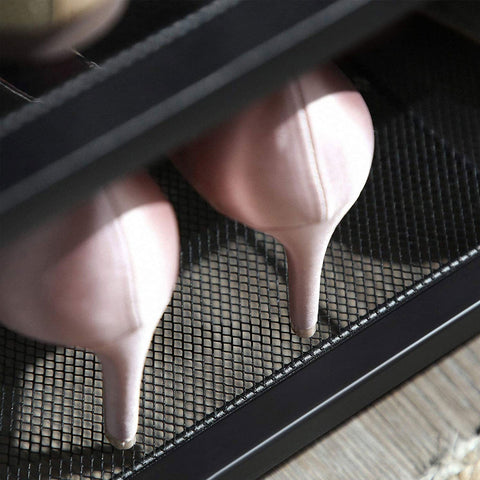 Rootz Shoe Rack with Grid Shelves - Shoe Organizer - Footwear Stand - Durable and Stylish - 100cm x 30cm x 72cm