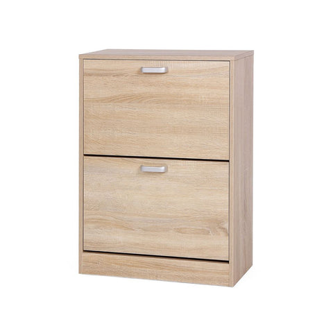 Rootz Shoe Cabinet - Shoe Cabinet With 2 Flaps - Adjustable Dividers - Shoe Storage Cabinet - Shoe Closet Furniture - Entryway - Chipboard - Melamine Coating - Oak - 60 x 83.5 x 24 cm (W x H x D)