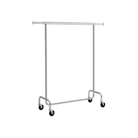 Rootz Clothes Rack - Heavy Duty Metal - Robust - Smooth Gliding - Practical - Space-saving - Storage Space - PP roll - Silver - 117 x 58.5 x 18 cm