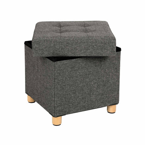 Rootz Storage Stool - Ottoman - Footrest - Imitation Linen - High-Quality Foam Padding - Easy to Move - 38cm x 40cm x 38cm