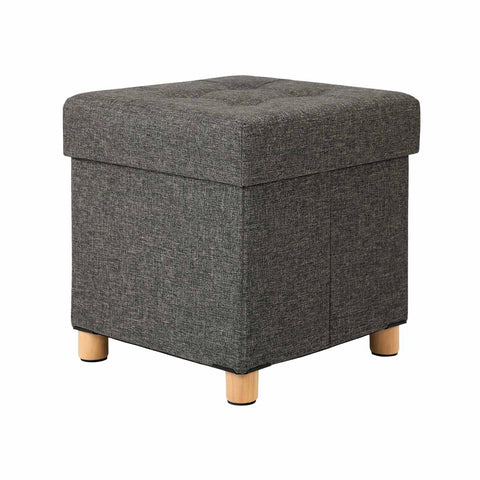 Rootz Storage Stool - Ottoman - Footrest - Imitation Linen - High-Quality Foam Padding - Easy to Move - 38cm x 40cm x 38cm