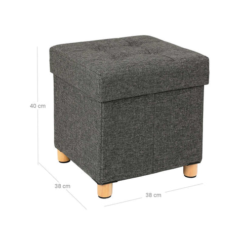 Rootz Storage Stool - Ottoman - Footrest - Imitation Linen - High-Quality Foam Padding - Easy to Move - 38cm x 40cm x 38cm
