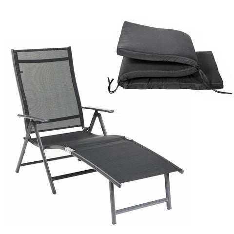 Rootz Folding Sun Lounger - Beach Chair - Outdoor Lounger - Synthetic Fiber Fabric - Adjustable Backrest - Breathable Material - 183cm x 60cm x 39cm