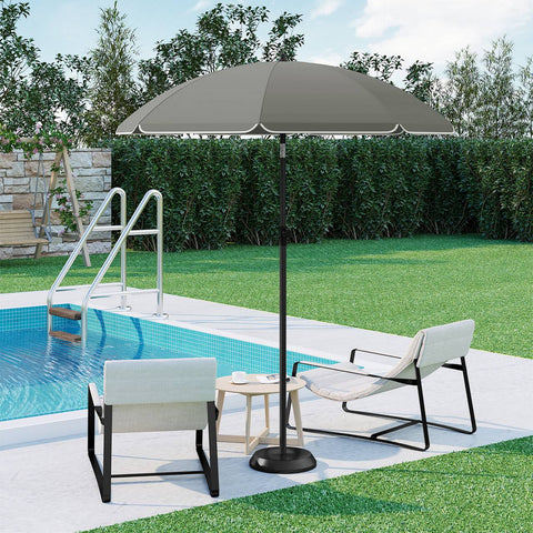 Rootz Patio Umbrella - Garden Parasol - Outdoor Beach Umbrella - Sun Shelter - 180g/m2 Polyester - 155-203cm Diameter - Dark Gray - Beige