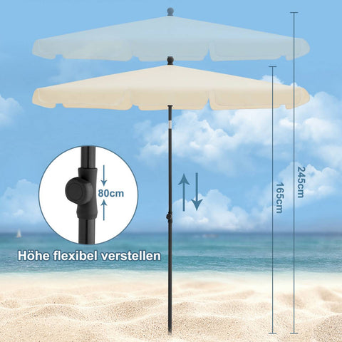 Rootz Rectangular Parasol - Garden Umbrella - Patio Umbrella - UV-Resistant - Adjustable Height & Angle - 200cm x 120cm - Dark Gray
