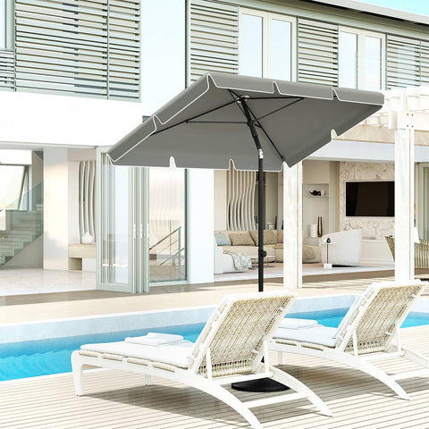 Rootz Rectangular Patio Umbrella - Garden Parasol - Sun Shade - Weather-Resistant - 200cm x 120cm - Dark Gray - Beige