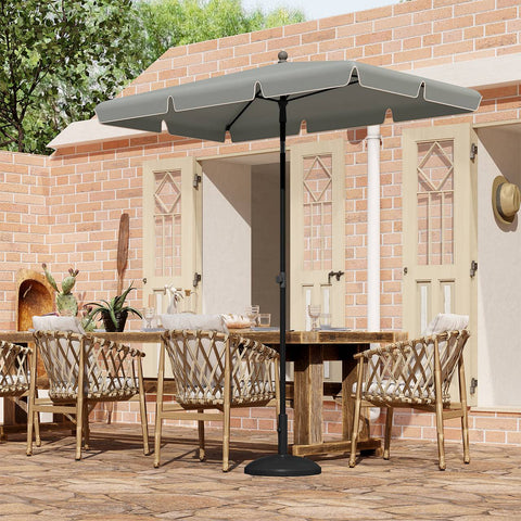 Rootz Rectangular Patio Umbrella - Garden Parasol - Sun Shade - Weather-Resistant - 200cm x 120cm - Dark Gray - Beige
