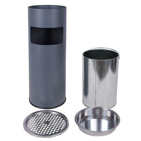 Rootz Standing Ashtray - Outdoor Ashtray - Steel Construction - Powder-Coated - Galvanized Inner Bucket - 30L Capacity - 12.3L Inner Bucket Capacity - 24.5cm x 60.5cm x 32.3cm