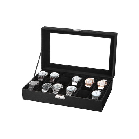 Rootz Watch Box - Watch Organizer - Jewelry Storage - Lockable - Velvet Lining - MDF Construction - 30cm x 21cm x 8.5cm