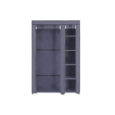 Rootz Wardrobe - Fabric Wardrobe - Foldable Wardrobe - With Clothes Rails - Fabric Wardrobe Storage - Textile Storage - Fleece Fabric - Gray - 110 x 175 x 45 cm (W x H x D)