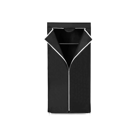 Rootz Fabric Wardrobe - Fabric Cabinet With Clothes Rail - Wardrobe Organizer - Portable Clothes Storage - Fabric Wardrobe Cabinet - Fleece Fabric - Black - 75 x 160 x 45 cm (W x H x D)