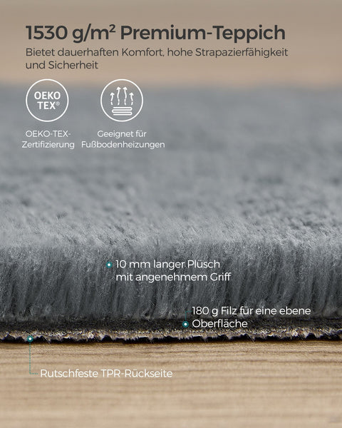 Rootz Dove Gray Living Room Carpet - Non-Slip Rug - Home Decor - Polyester Felt TPR - 43cm x 33cm x 15cm